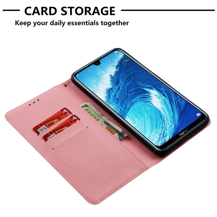 Light Spot Decor Pattern Printing Card Holder Leather Mobile Phone Cover for Huawei Honor 8X Max - Butterfly and Flower-6