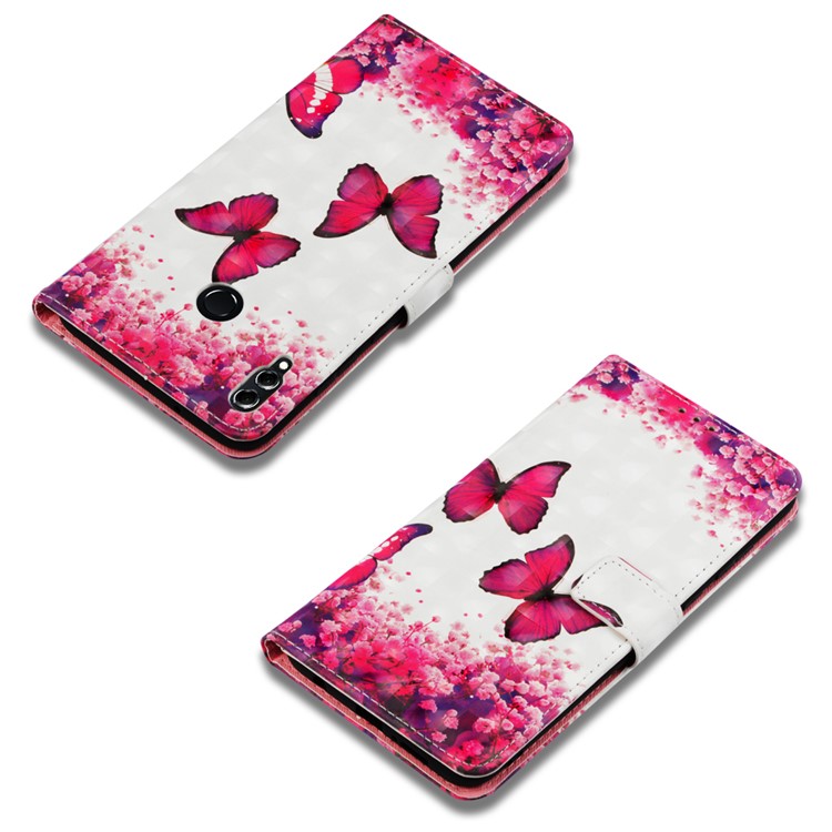 Light Spot Decor Pattern Printing Card Holder Leather Mobile Phone Cover for Huawei Honor 8X Max - Butterfly and Flower-7
