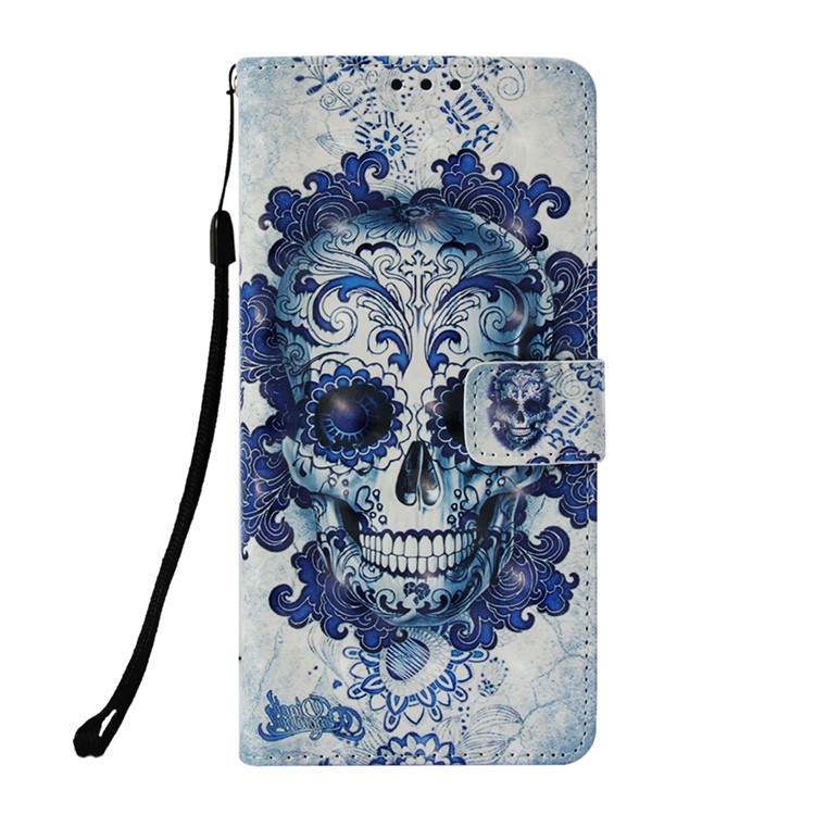 Light Spot Decor Pattern Printing PU Leather Mobile Phone Case Accessory for Huawei Honor 8X Max - Cool Skull-1
