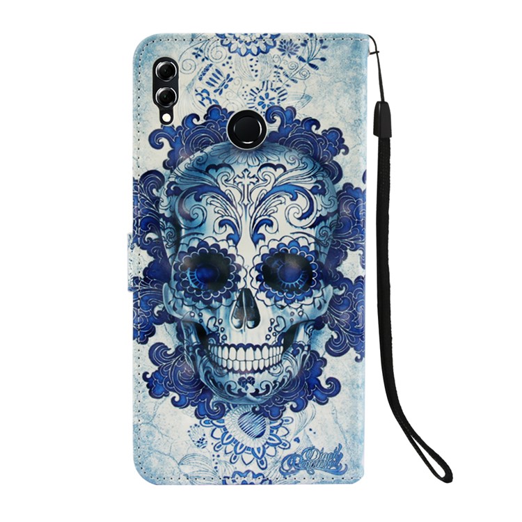 Light Spot Decor Pattern Printing PU Leather Mobile Phone Case Accessory for Huawei Honor 8X Max - Cool Skull-2