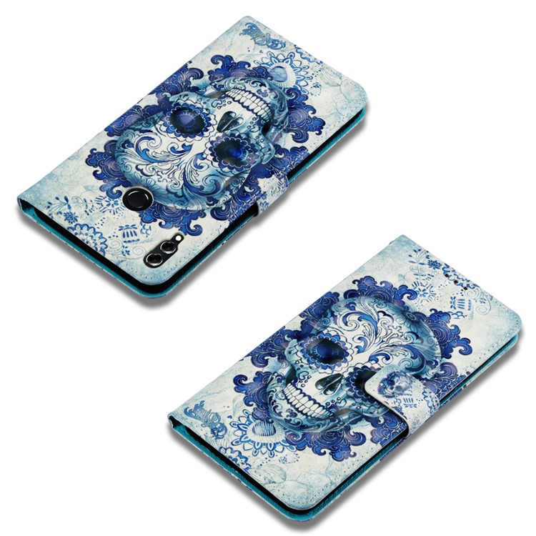 Light Spot Decor Pattern Printing PU Leather Mobile Phone Case Accessory for Huawei Honor 8X Max - Cool Skull-6