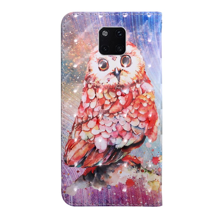 Pattern Printing Light Spot Decor Wallet Stand Leather Cell Phone Case for Huawei Mate 20 Pro - Owl-3
