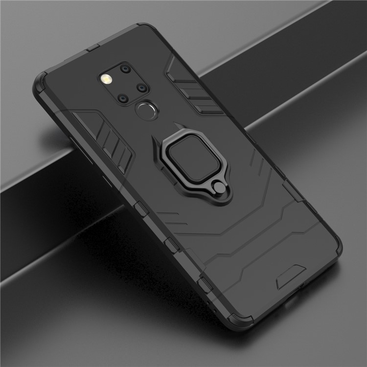 Finger Ring Kickstand PC + Custodia Per Cellulare TPU Per Huawei Mate 20 X - Nero