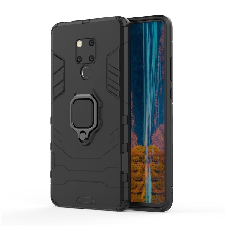 Fingerring Kickstand PC + TPU Combo -mobilfunkkoffer Für Huawei Mate 20 X - Schwarz