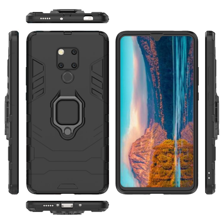 Пальцевое Кольцо Подставки PC + TPU Для Сотового Телефона Для Huawei Mate 20 X - Черный-18
