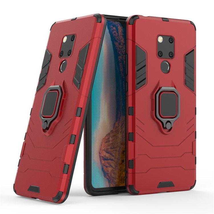 Finger Ring Kickstand PC + TPU Combo Mobile Phone Cover for Huawei Mate 20 X - Red-1