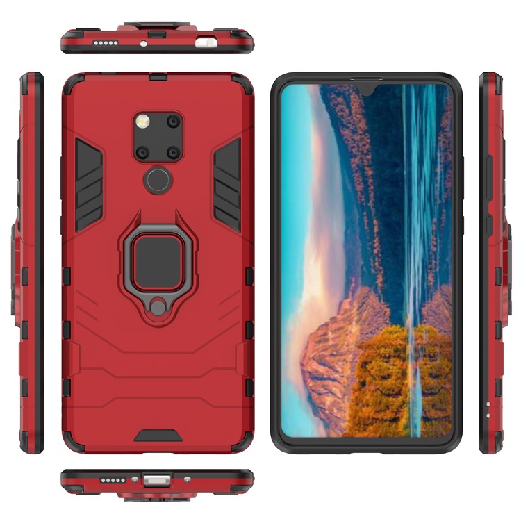 Finger Ring Kickstand PC + TPU Combo Mobile Phone Cover for Huawei Mate 20 X - Red-3