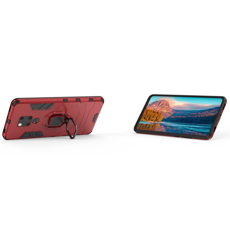 Finger Ring Kickstand PC + TPU Combo Mobile Phone Cover for Huawei Mate 20 X - Red-5