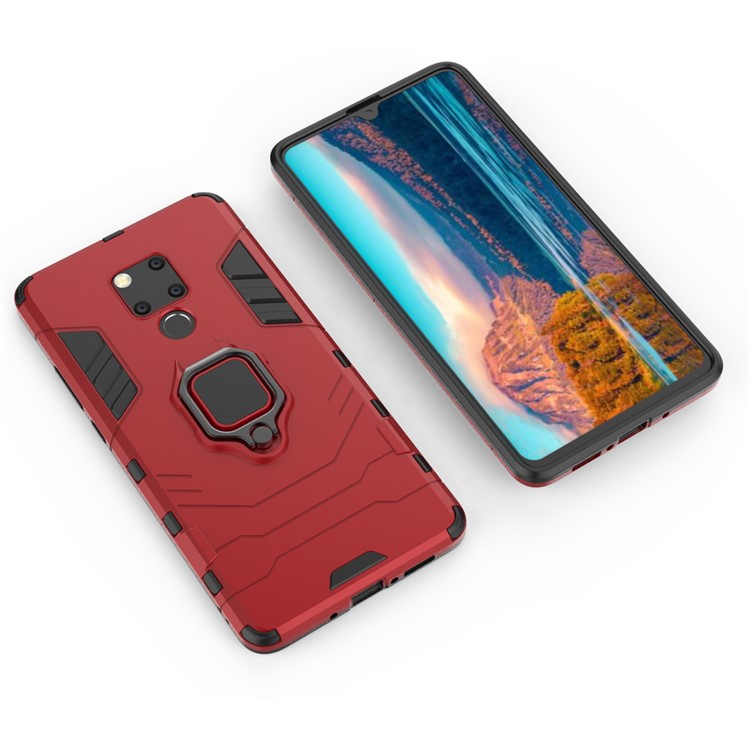 Finger Ring Kickstand PC + TPU Combo Mobile Phone Cover for Huawei Mate 20 X - Red-8