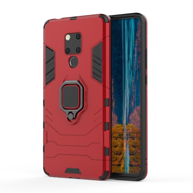 Finger Ring Kickstand PC + TPU Combo Mobile Phone Cover for Huawei Mate 20 X - Red-10