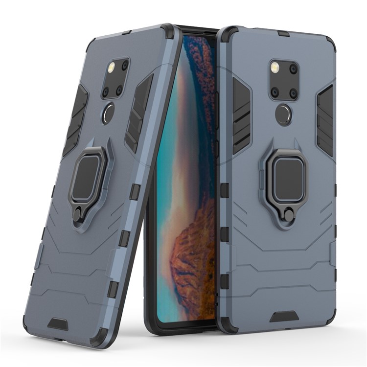 Argola De Dedo Kickstand PC + TPU Caso Shell Híbrido Para Huawei Mate 20 X - Azul Escuro-1