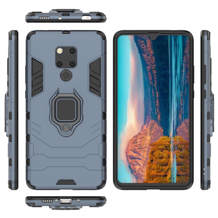 Argola De Dedo Kickstand PC + TPU Caso Shell Híbrido Para Huawei Mate 20 X - Azul Escuro-5