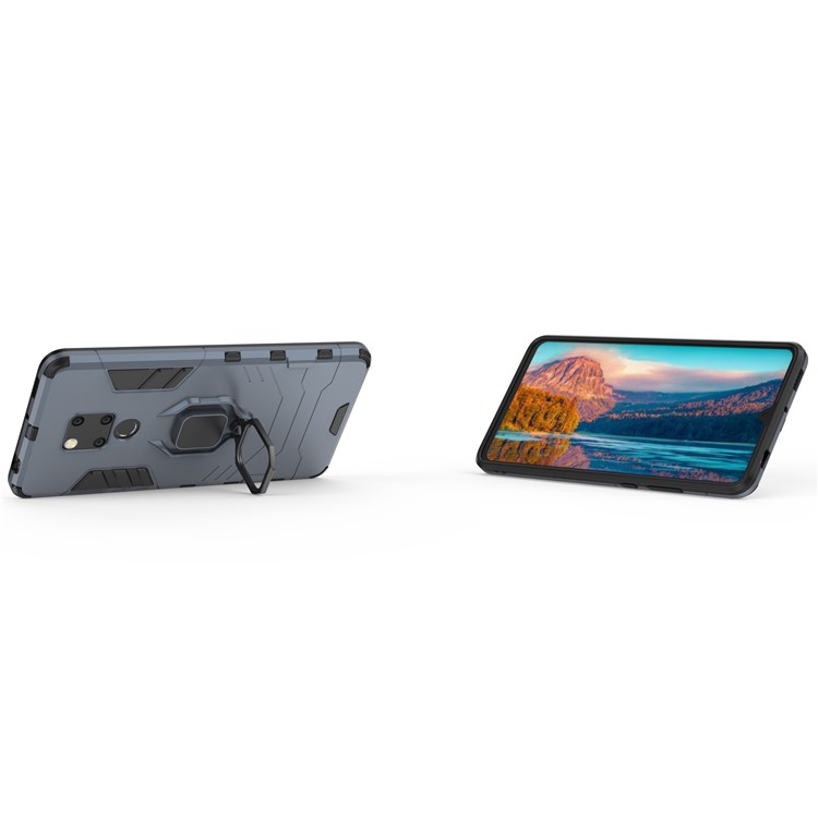 Argola De Dedo Kickstand PC + TPU Caso Shell Híbrido Para Huawei Mate 20 X - Azul Escuro-7