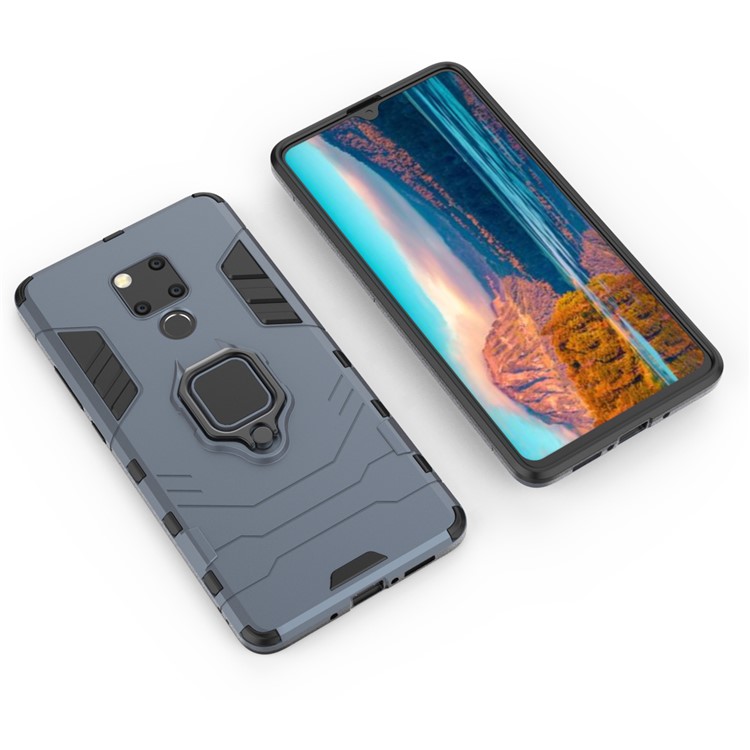 Argola De Dedo Kickstand PC + TPU Caso Shell Híbrido Para Huawei Mate 20 X - Azul Escuro-8