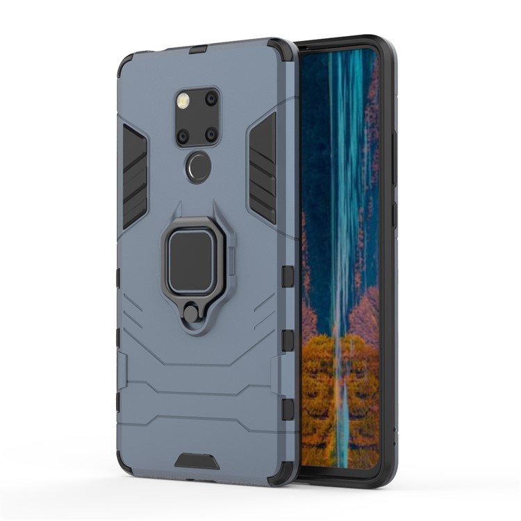 Argola De Dedo Kickstand PC + TPU Caso Shell Híbrido Para Huawei Mate 20 X - Azul Escuro-10