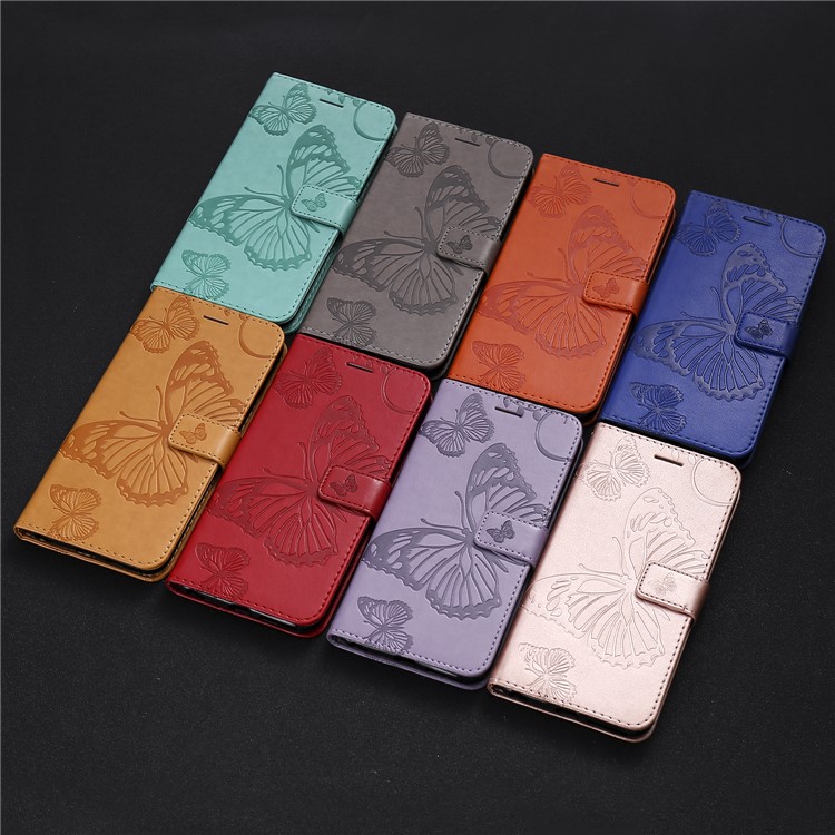 Imprint Butterfly Wallet Stand Leather Protection Case for Huawei Honor 8C - Grey-10