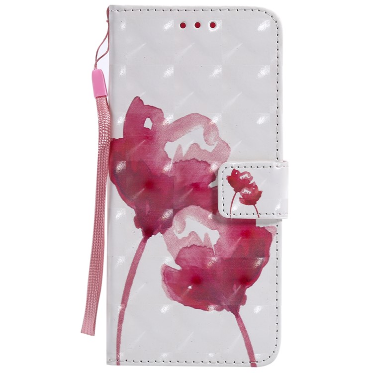 Pattern Printing PU Leather Flip Case for Huawei Honor 8C - Red Flowers-2