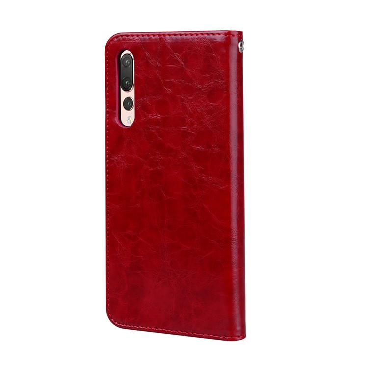 HAT PRINCE Oil Wax PU Leather Stand Protective Cover for Huawei P20 Pro - Red-3