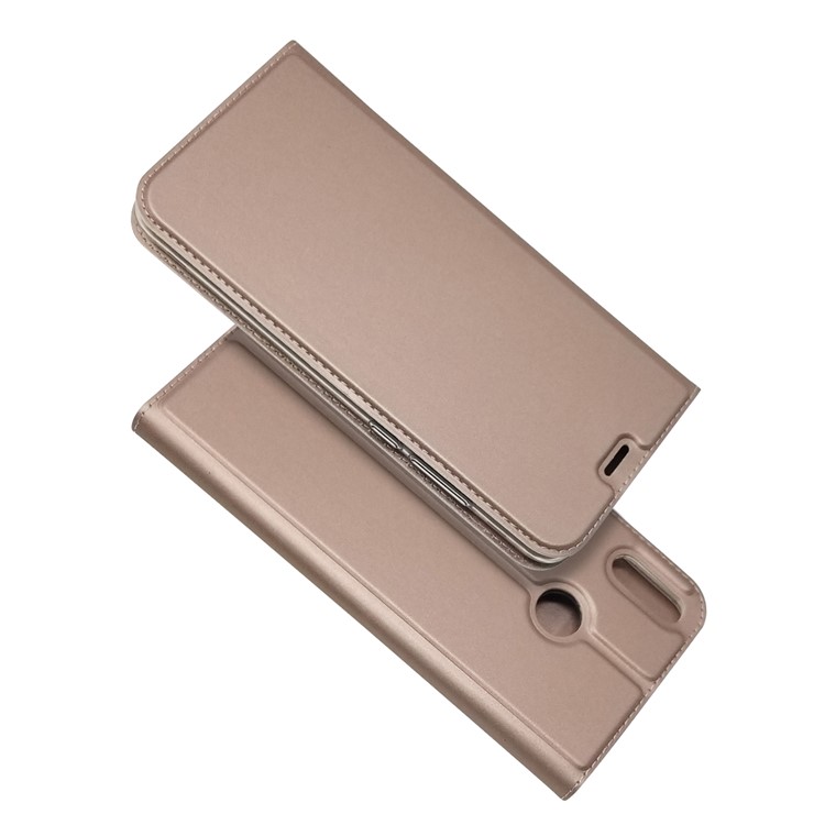Support De Porte-cartes En Cuir Avec Support Auto-absorbant Pour Huawei Honor 8X / Vue D'honneur 10 Lite - Or Rose-1