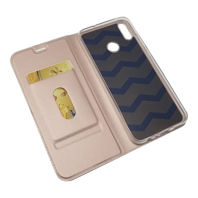Support De Porte-cartes En Cuir Avec Support Auto-absorbant Pour Huawei Honor 8X / Vue D'honneur 10 Lite - Or Rose-5