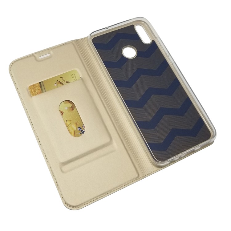 Auto-absorbed Stand Leather Card Holder Mobile Shell for Huawei Honor 8X / Honor View 10 Lite - Gold-5