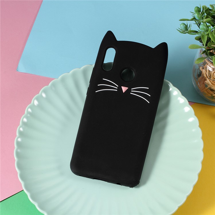 3D Moustache Cat Silicone Case for Huawei nova 3 - Black-1