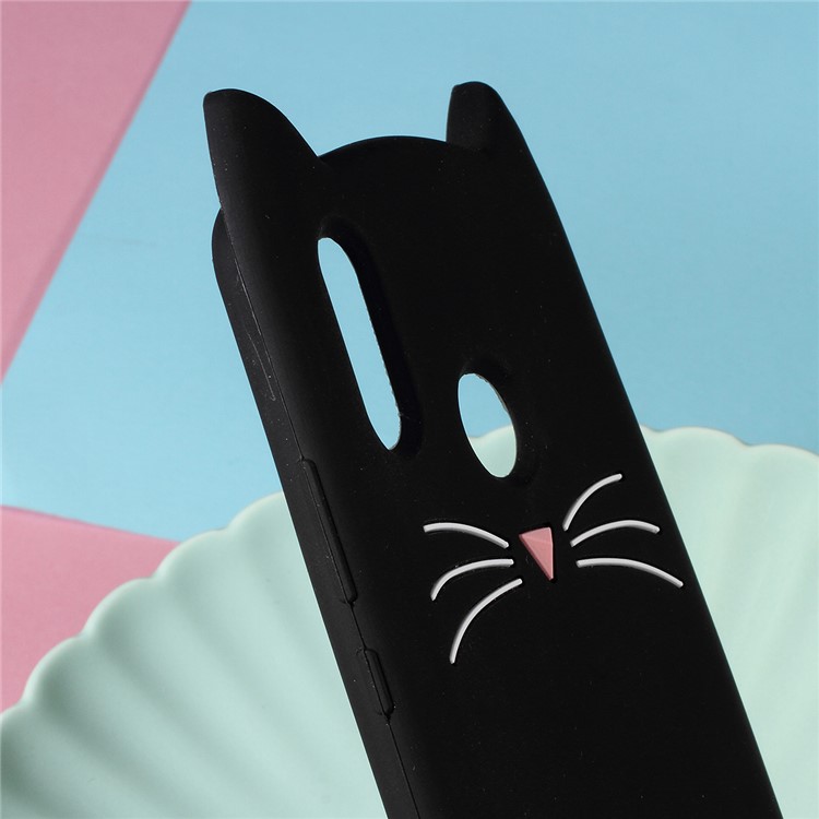 3D Moustache Cat Silicone Case for Huawei nova 3 - Black-3