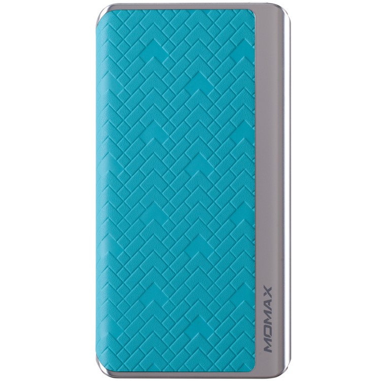 MOMAX MFI Certified iPower Elite+ 2.4A 8000mAh Power Pack Charger Cowhide Leather Skin - Blue-2