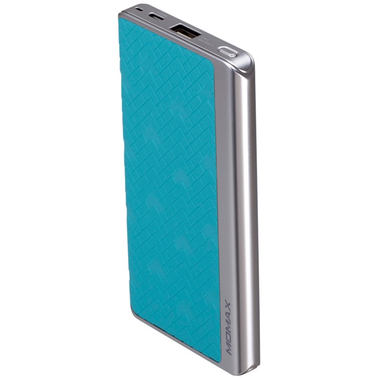 MOMAX MFI Certified iPower Elite+ 2.4A 8000mAh Power Pack Charger Cowhide Leather Skin - Blue-4