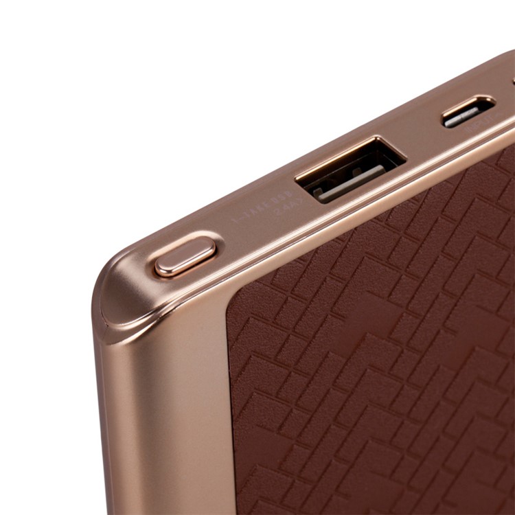 MOMAX MFI Certified iPower Elite+ 2.4A 8000mAh Power Bank Battery Charger Cowhide Leather Skin - Brown-11