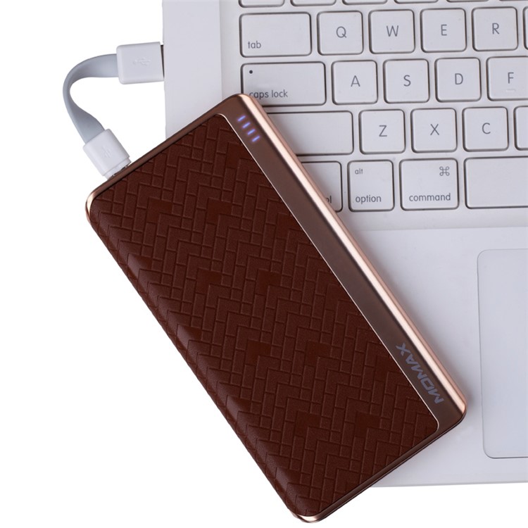 MOMAX MFI Certified iPower Elite+ 2.4A 8000mAh Power Bank Battery Charger Cowhide Leather Skin - Brown-13