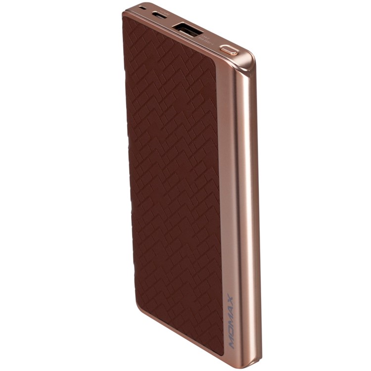 MOMAX MFI Certified iPower Elite+ 2.4A 8000mAh Power Bank Battery Charger Cowhide Leather Skin - Brown-4