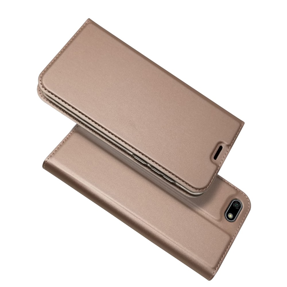 Auto-absorbed Stand Leather Card Holder Phone Cover for Huawei Y5 (2018) / Y5 Prime (2018) / Honor 7s / Play 7 - Rose Gold-1