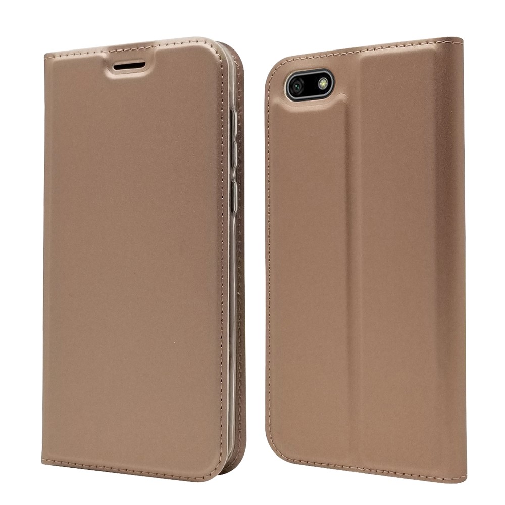 Auto-absorbed Stand Leather Card Holder Phone Cover for Huawei Y5 (2018) / Y5 Prime (2018) / Honor 7s / Play 7 - Rose Gold-2