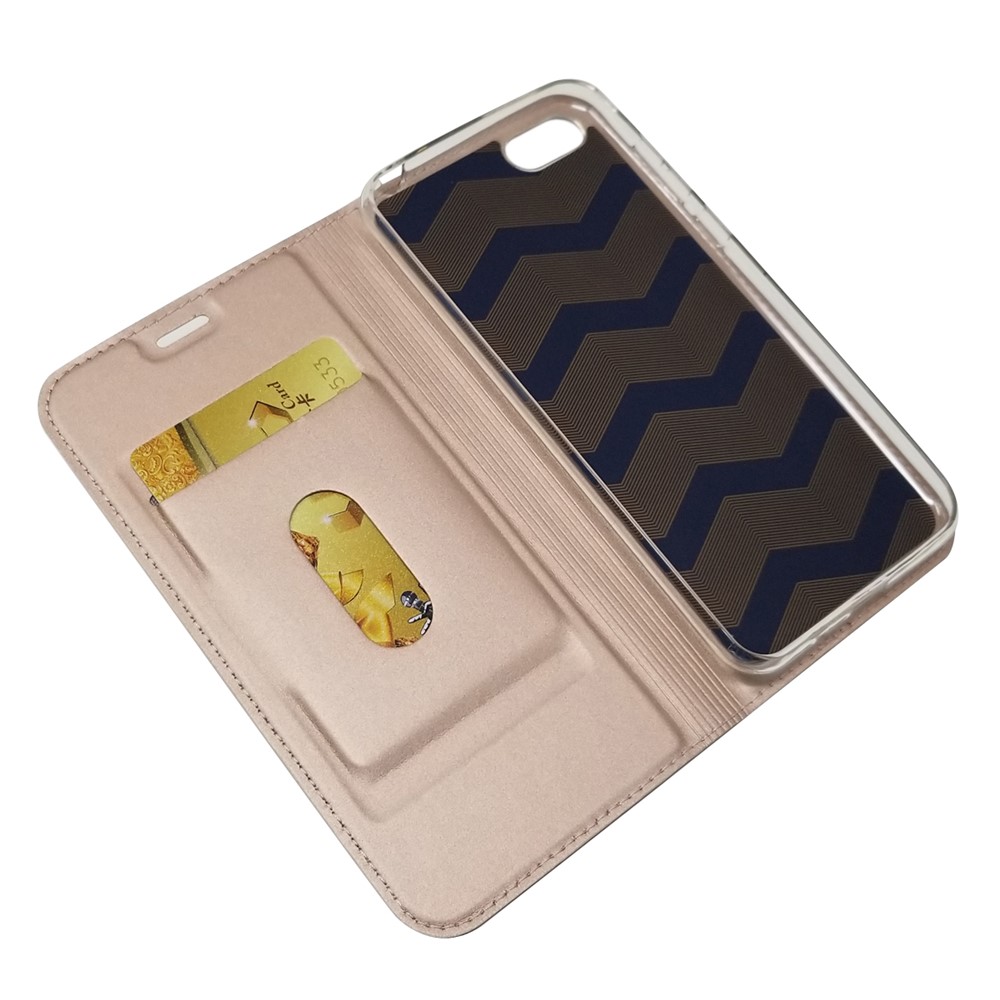 Auto-absorbed Stand Leather Card Holder Phone Cover for Huawei Y5 (2018) / Y5 Prime (2018) / Honor 7s / Play 7 - Rose Gold-5