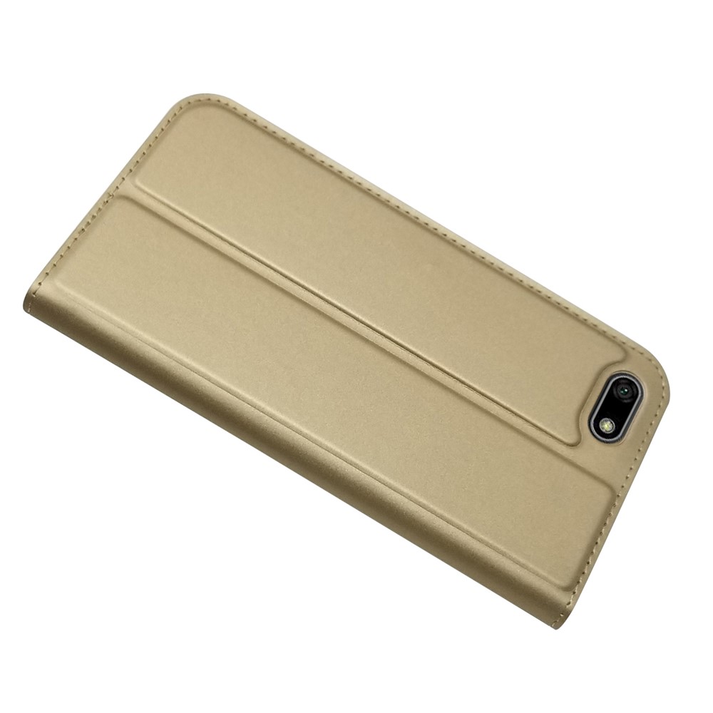 Auto-absorbed Stand Leather Card Holder Mobile Casing for Huawei Y5 (2018) / Y5 Prime (2018) / Honor 7s / Play 7 - Gold-4