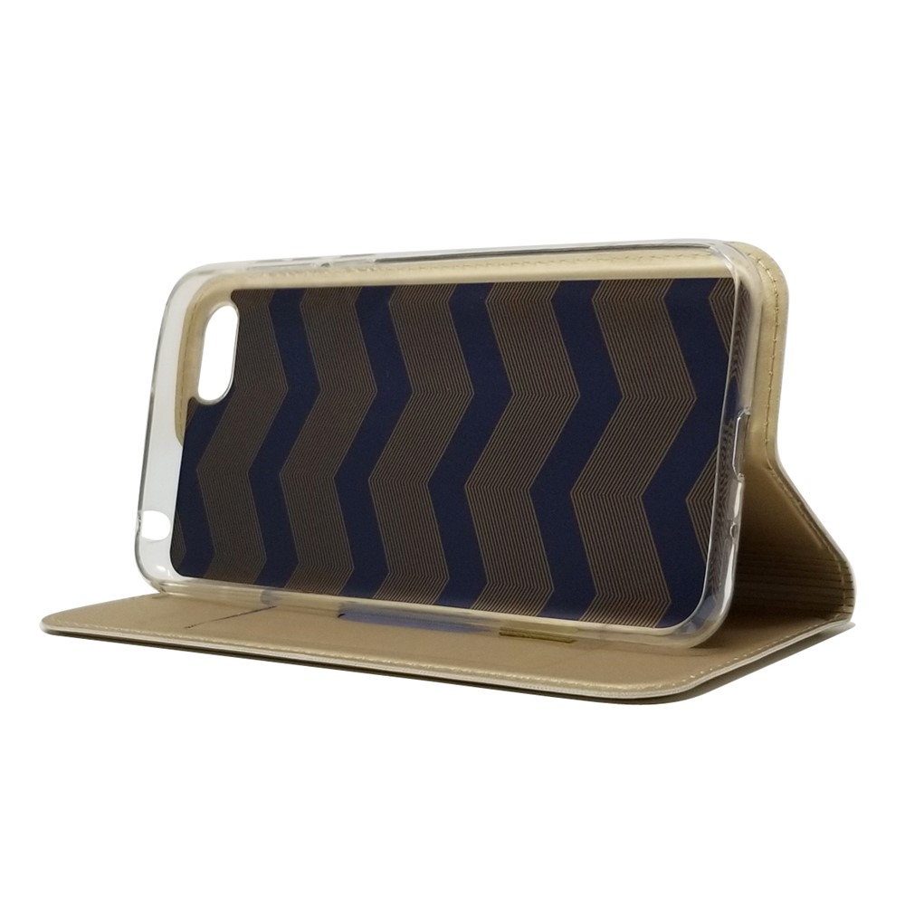 Auto-absorbed Stand Leather Card Holder Mobile Casing for Huawei Y5 (2018) / Y5 Prime (2018) / Honor 7s / Play 7 - Gold-7