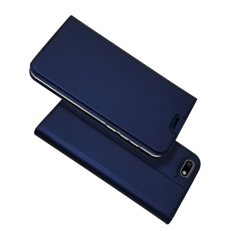 Auto-absorbed Stand Leather Card Holder Protective Shell for Huawei Y5 (2018) / Y5 Prime (2018) / Honor 7s / Play 7 - Dark Blue-1