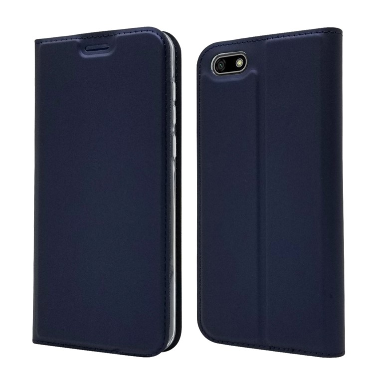 Auto-absorbed Stand Leather Card Holder Protective Shell for Huawei Y5 (2018) / Y5 Prime (2018) / Honor 7s / Play 7 - Dark Blue-2