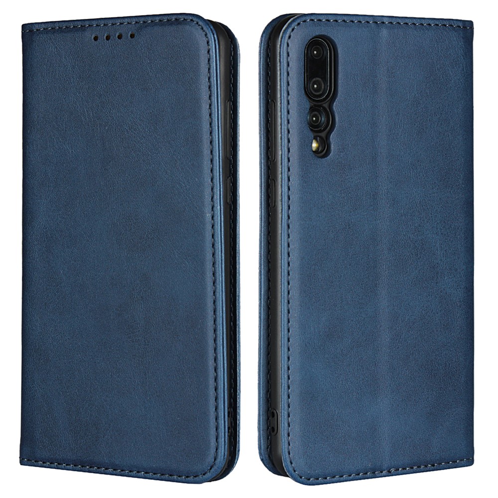 Auto-absorbed Leather Wallet Mobile Phone Cover for Huawei P20 Pro - Blue-1