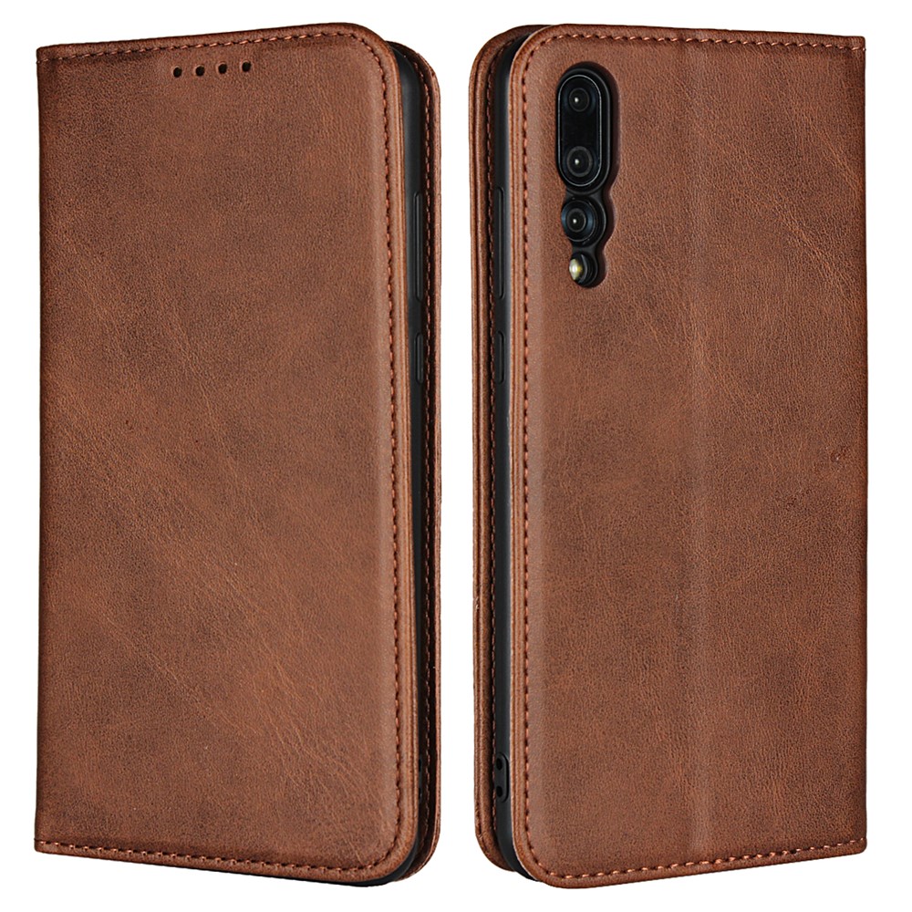 Auto-absorbed Leather Protective Phone Shell for Huawei P20 Pro - Coffee-1