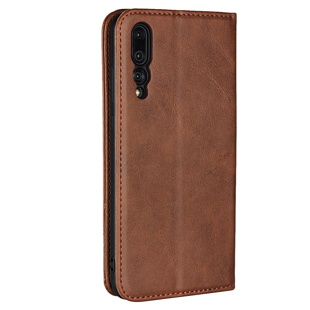 Capa de Celular de Carteira de Couro Absorvida Automaticamente Para Huawei P20 Pro Forte Capa de Telefone Ímã - Café-3