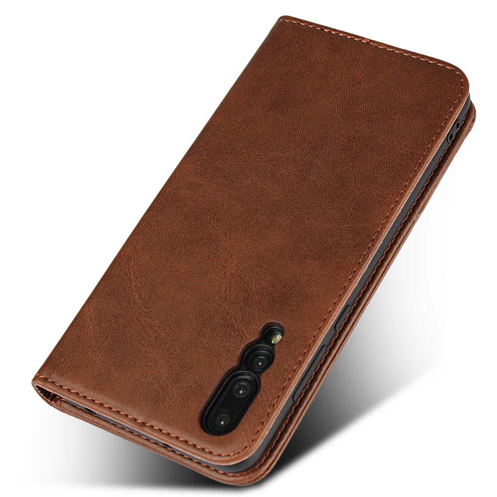 Capa de Celular de Carteira de Couro Absorvida Automaticamente Para Huawei P20 Pro Forte Capa de Telefone Ímã - Café-6