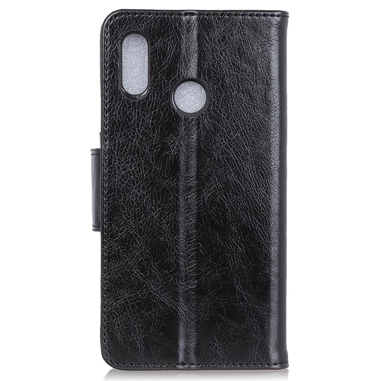 Textured Split Leather Wallet Case for Huawei Honor 10 Lite - Black-3