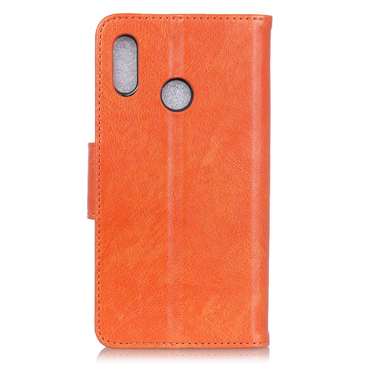 Textured Split Leather Wallet Case Phone Shell for Huawei Honor 10 Lite / P Smart (2019) - Orange-3