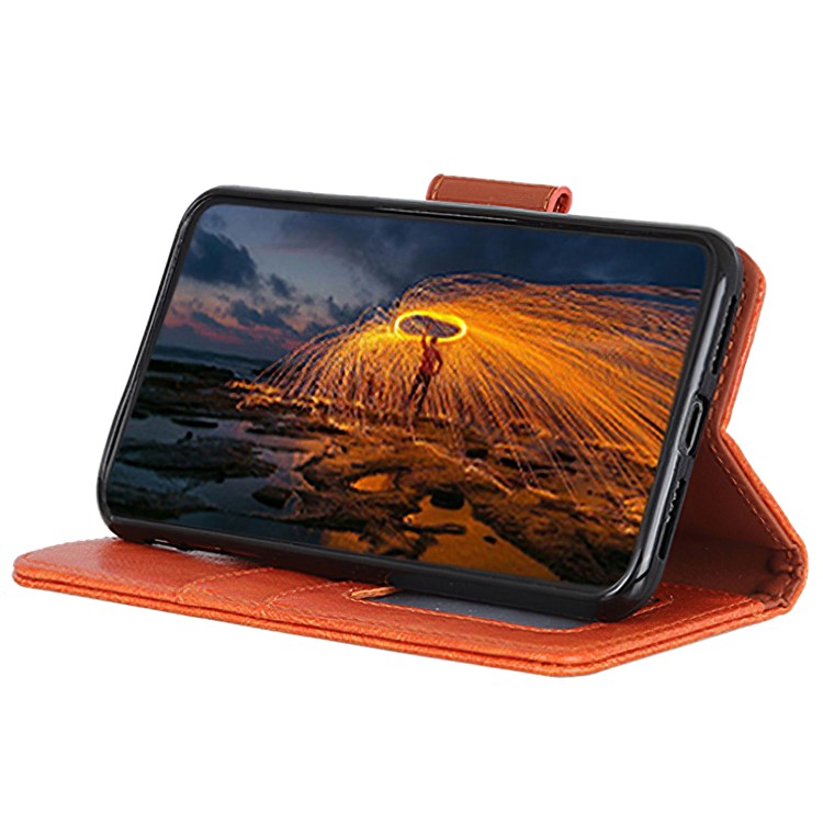 Textured Split Leather Wallet Case Phone Shell for Huawei Honor 10 Lite / P Smart (2019) - Orange-5