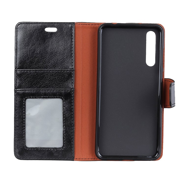 Textured Split Leather Wallet Case for Huawei Honor Magic 2 - Black-4