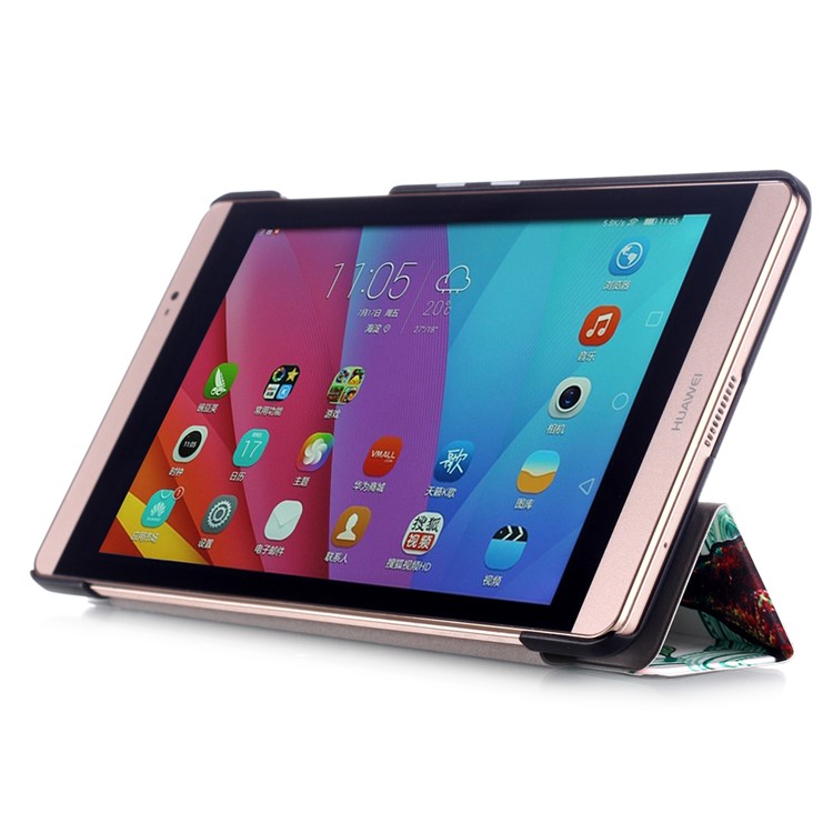 Tri-fold Leather Smart Cover for Huawei MediaPad M2 8.0 - Colored Tree Painting-5