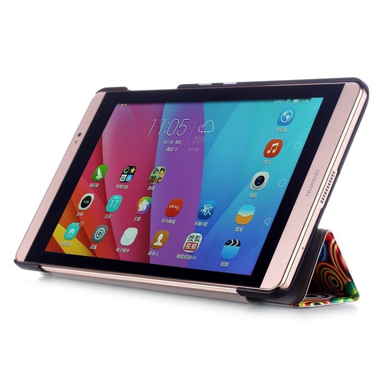 Tri-fold Leather Smart Tablet Case for Huawei MediaPad M2 8.0 - Vortex Pattern-5