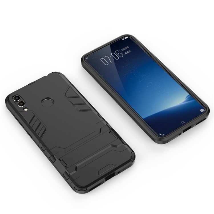 Cool Guard Plastic TPU Hybrid Phone Case with Kickstand for Huawei Honor 8C - Black-2